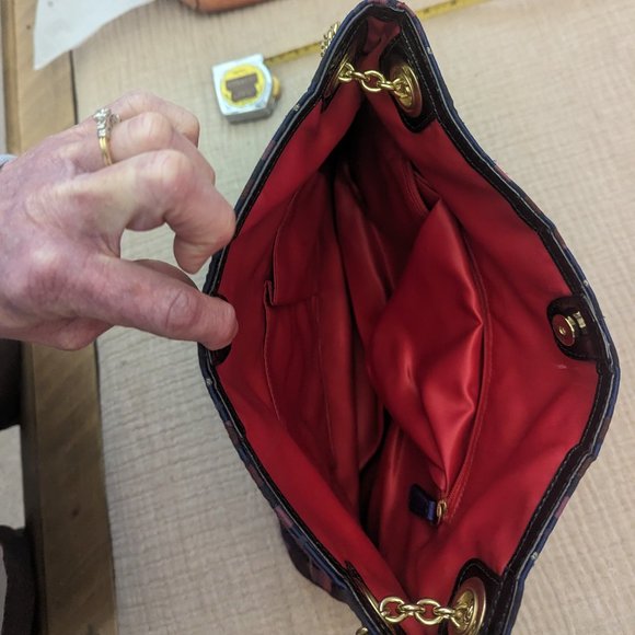 COACH Poppy Tartan C Signature Navy/Pink Plaid Shoulder Bag/Tote - Picture 5 of 6